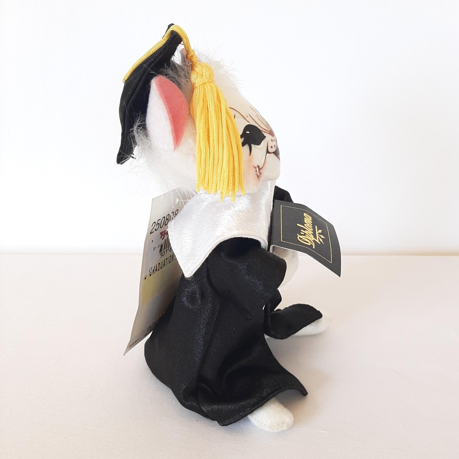 Annalee Graduate Mouse Cap and Gown Diploma Black and White Unisex NOS w/Hangtag
