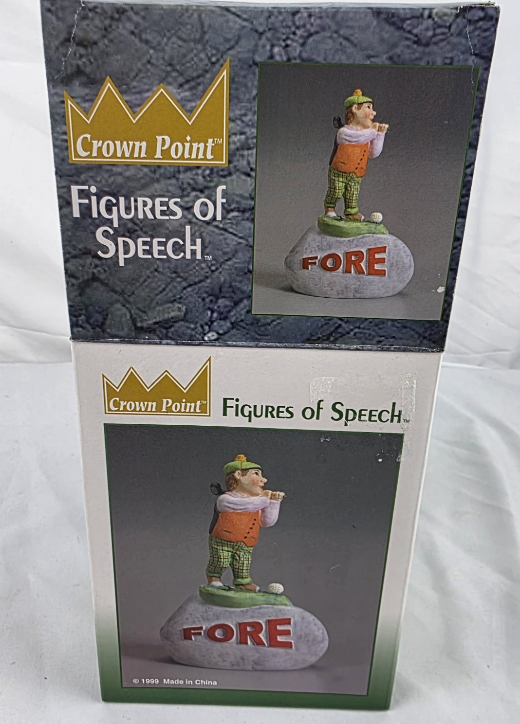 Crown Point Golfer Figurine Figures of Speech Fore Green Hat Plaid Pants