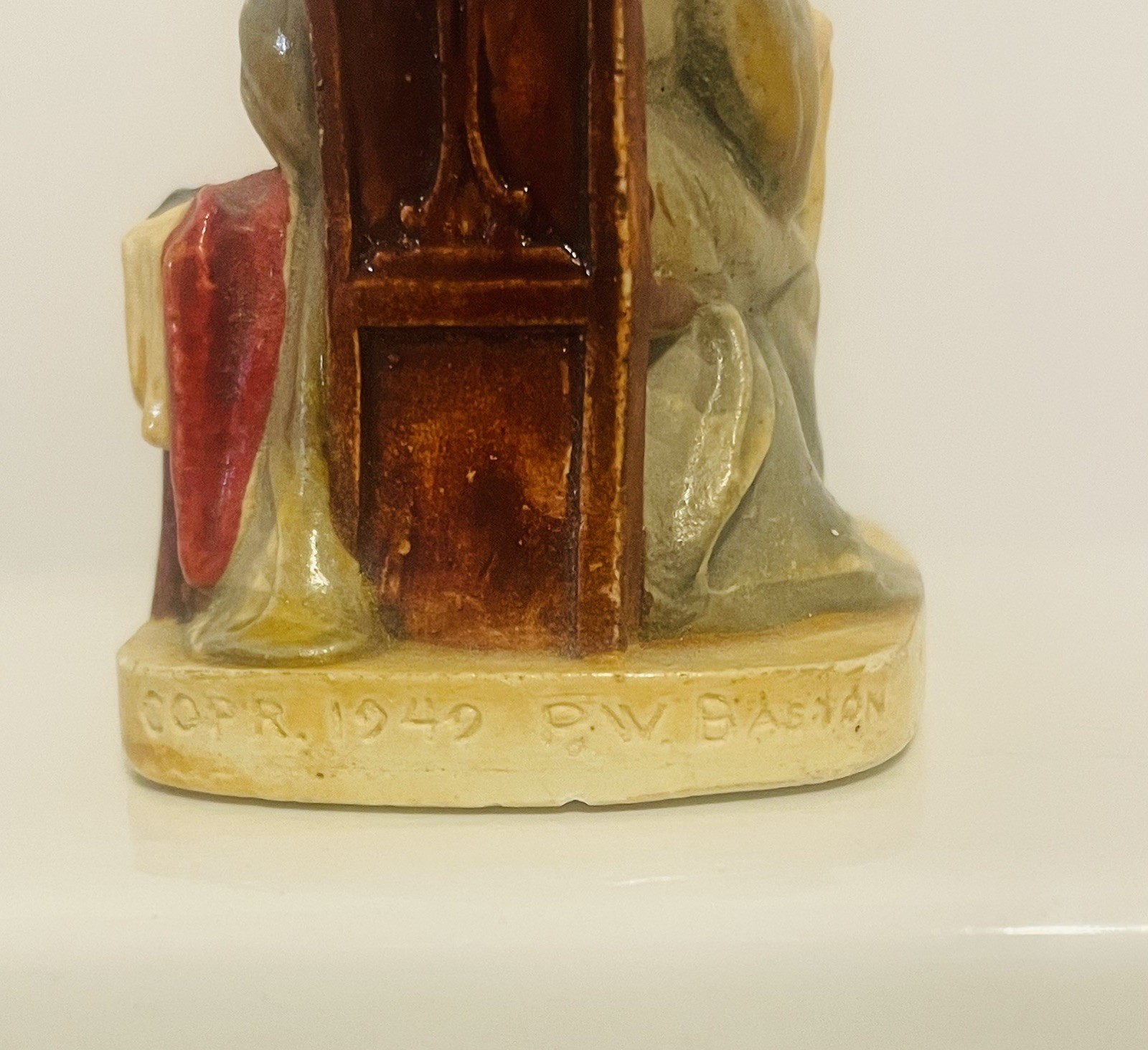 Vintage R.W. Baston Betsy Ross Figurine Ceramic Hand Painted Multicolor 1949