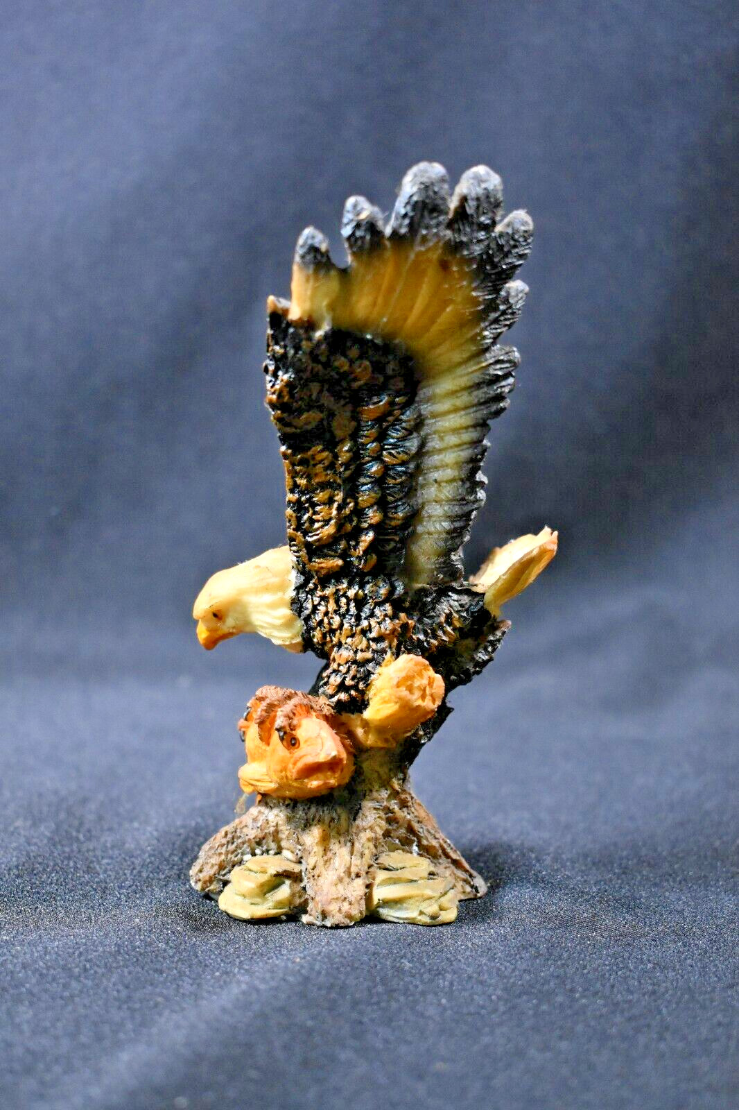 Vintage Hand-painted Resin Eagle w/ Fish Figurine 5 1/2 inches tall