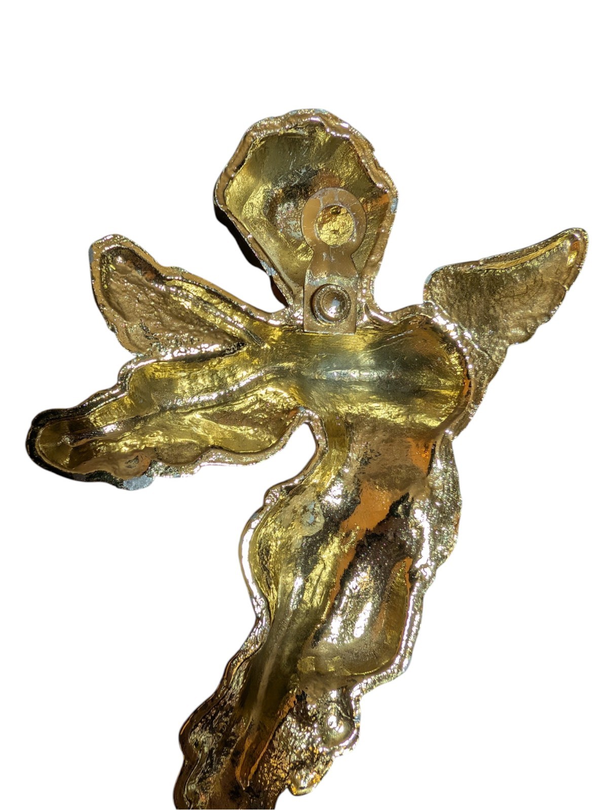 Vtg Pair Gold Tone Metal Cherub Angel Music Instrument Baroque Hollywood Regency