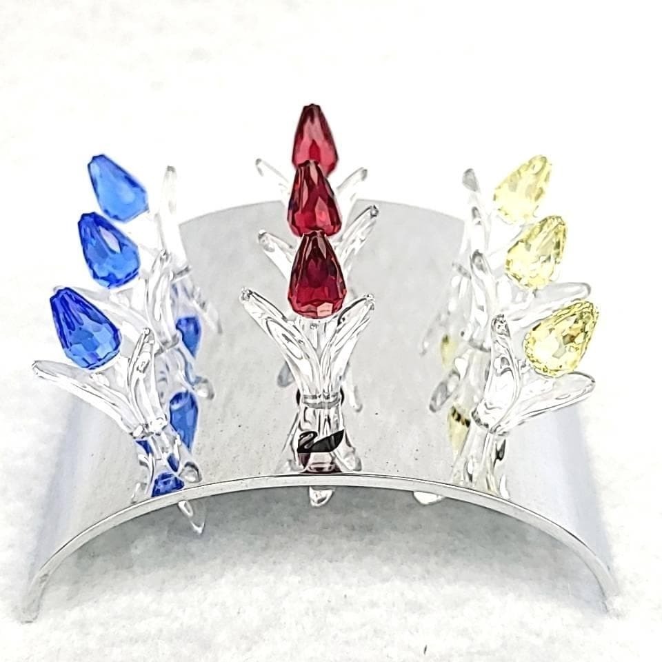 SWAROVSKI Miniature tulips Red/Blue/Yellow ornament Display stand/box included