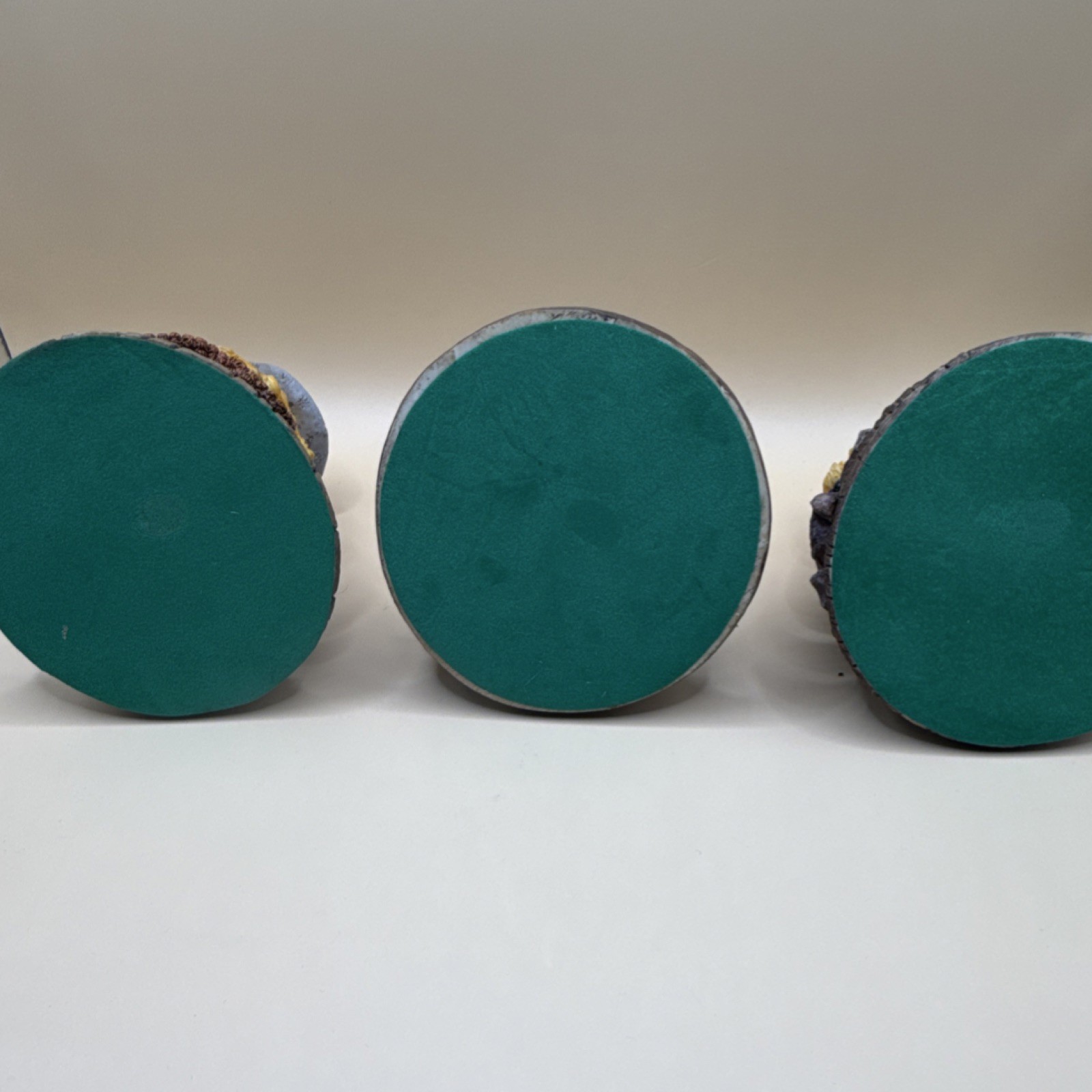 Girl Resin Figurine Set of 3 Painted Carvings Traditional Collectible 1996