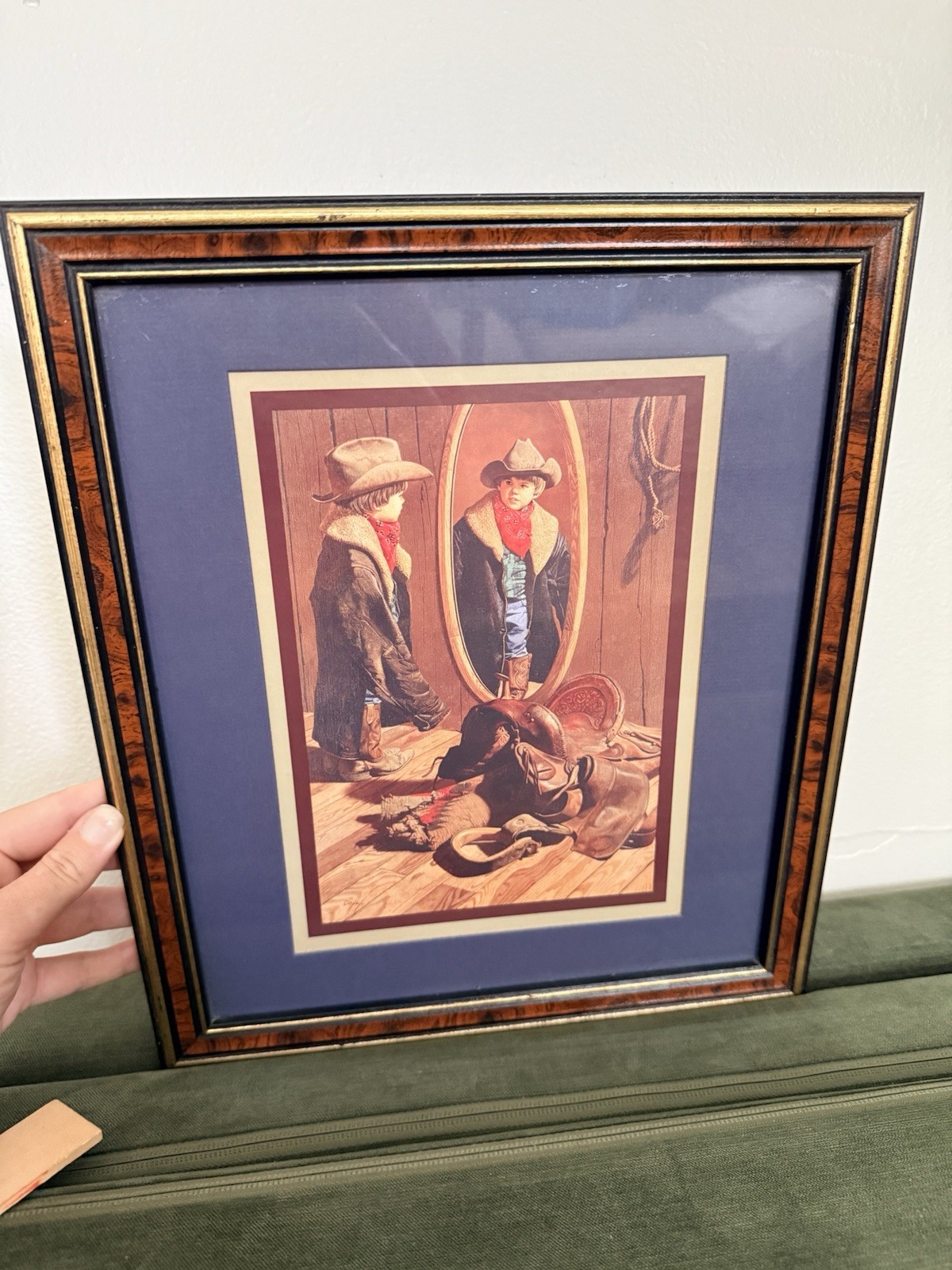 Homco “Little Big Man” Picture Framed Western Theme Vintage Boys Room Cowboy