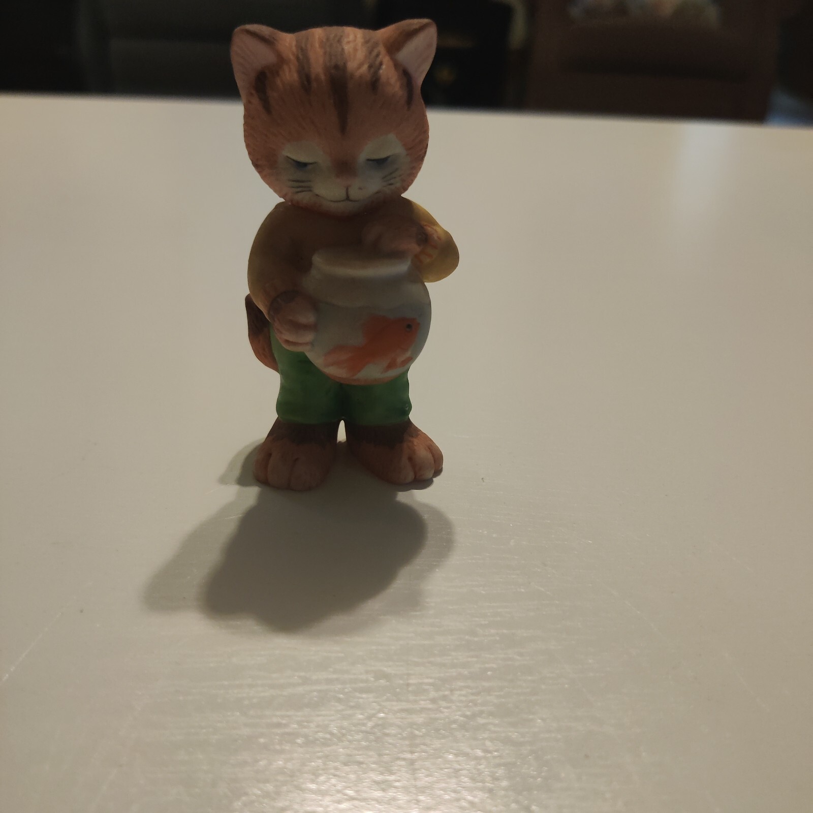 BC Sri Lanka Cat With Fish Bowl figurine Vintage 1993 Kitty Kitten
