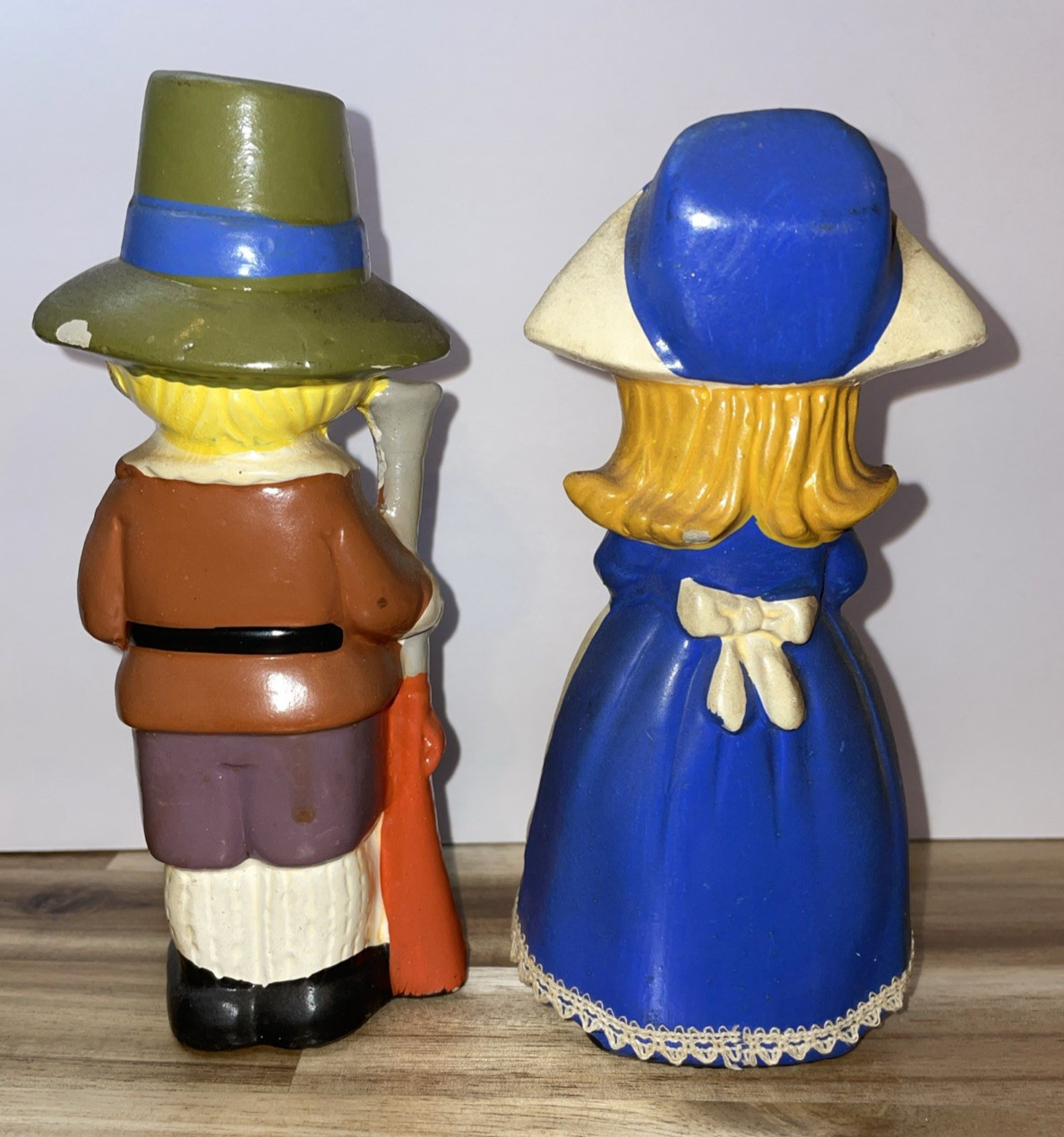 Vtg Napcoware Pilgrim Boy & Girl Figurines Thanksgiving M 8228 Japan used