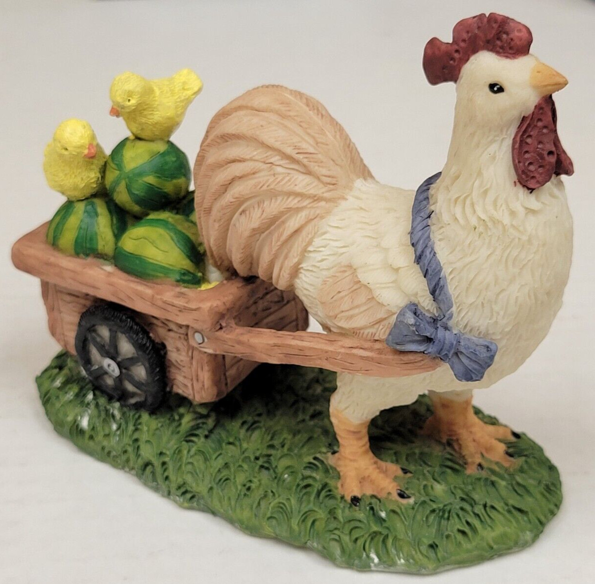 Young’s Collectables, Chicken Figurine – Statue, Chicken Pulling Cart (30217)