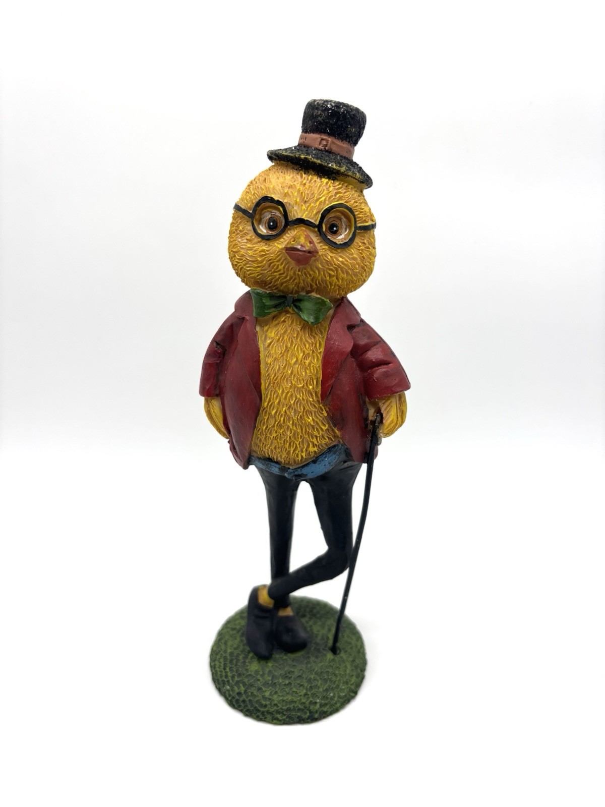 Whimsical Dapper Chicken Resin Figurine Folk Art Farmhouse Anthropomorphic 8”