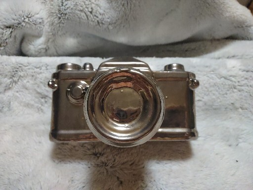 Ceramic Silver Chrome Camera Sculpture 📸