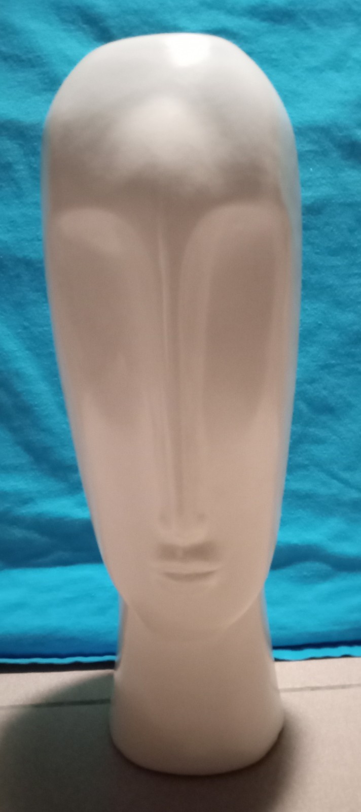 Modern ABSTRACT HEAD FACE SCULPTURE Elongated Ceramic 14″ T