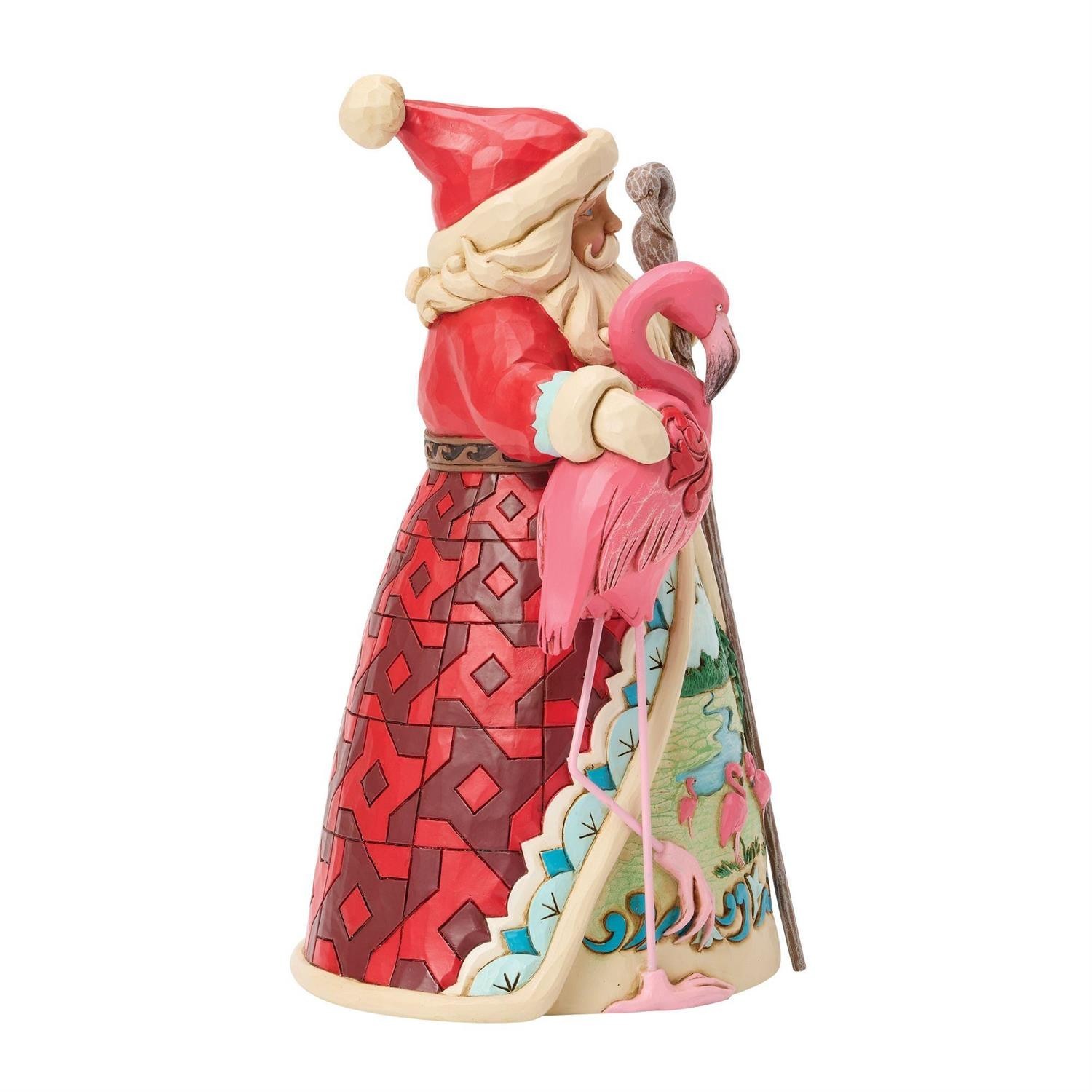 Jim Shore SANTA WITH FLAMINGO COASTAL FIGURINE-IT’S A MAGICAL PINKMAS 6017770