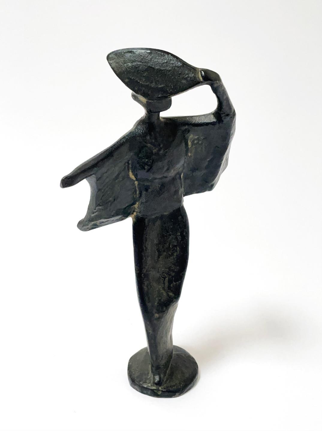 MID CENTURY MODERN CAST IRON DANCING GEISHA GIRL FIGURE SCULPTURE MCM