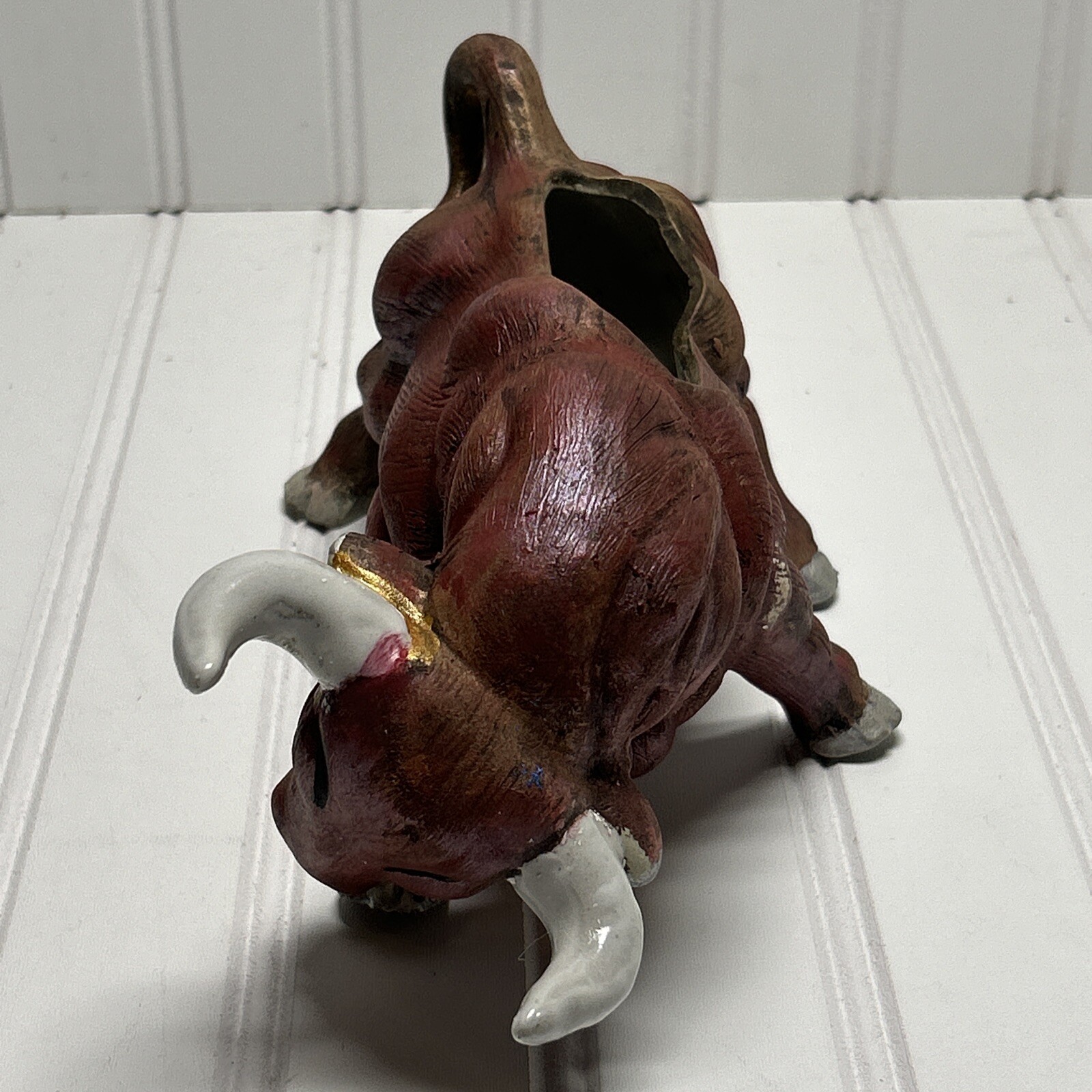 Vintage Bull Figurine Planter Japan Matte Glossy Horns