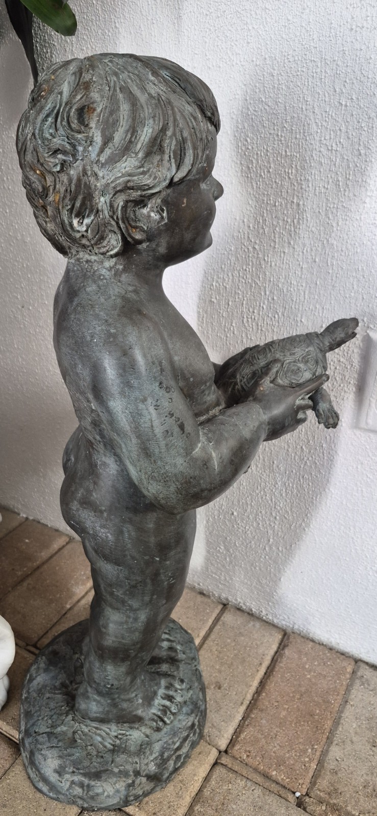 Bronze Fountain Boy Holding Turtle