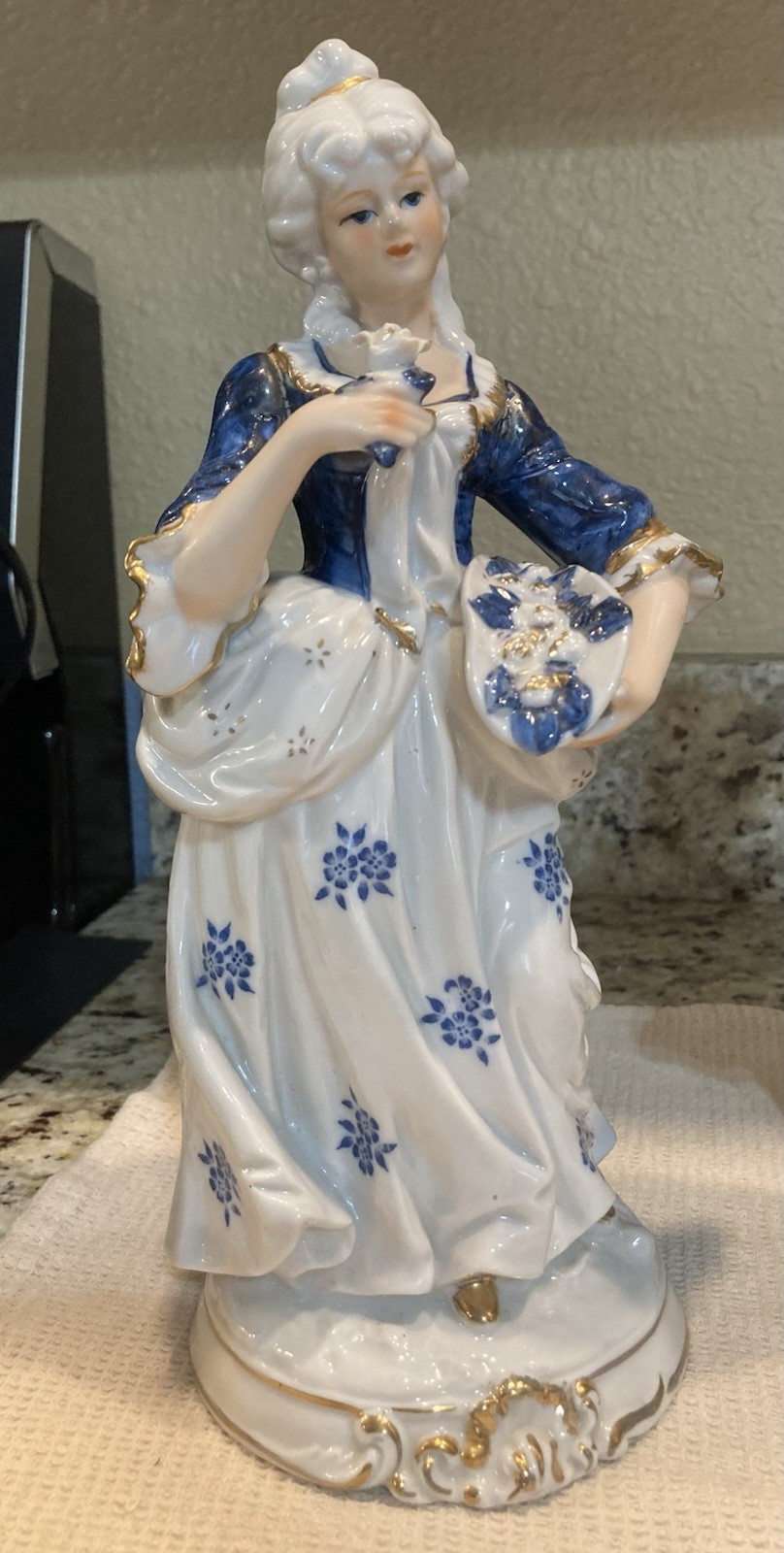 KPM Vintage Victorian Porcelain Couple Figurines Blue and White Set of 2