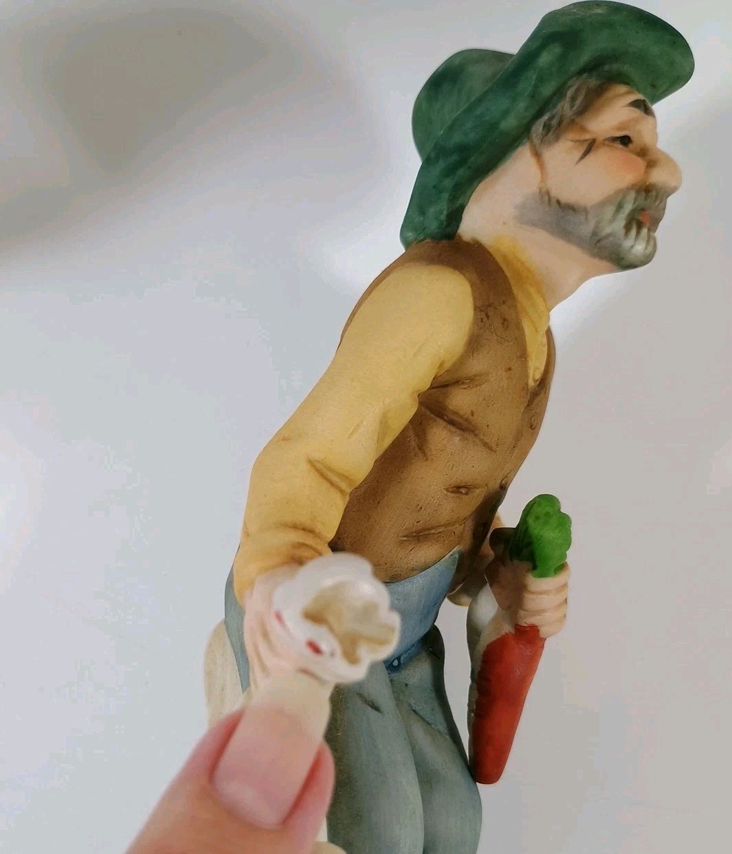 Vintage FBIA Ceramic Old Man With Carrots & Woman With Rooster Tagged 6″