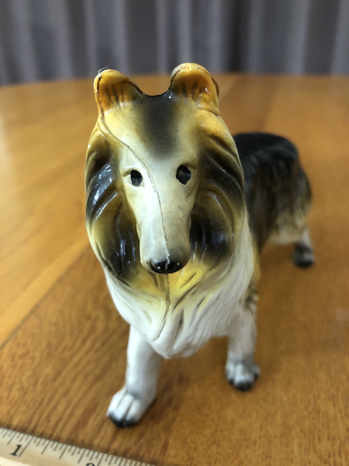 Vintage Collie Molded Plastic Figurine #802 Hong Kong 7.5”