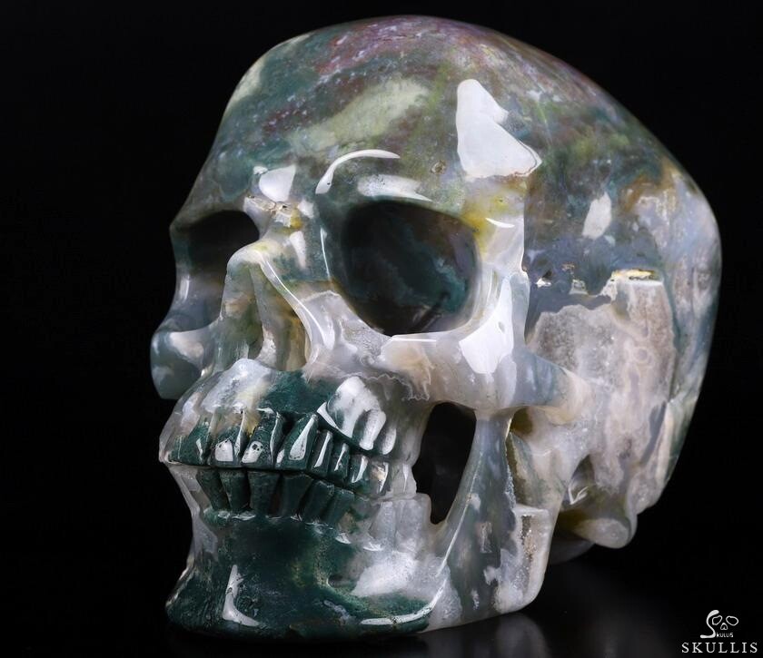 Giant 8.0″ Indian Agate Carved Crystal Skull,Super Realistic, Crystal Healing
