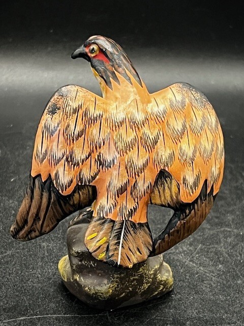 Hawk Bird Hunter Carved Wood Look Rustic Ceramic 4″ Figurine #2