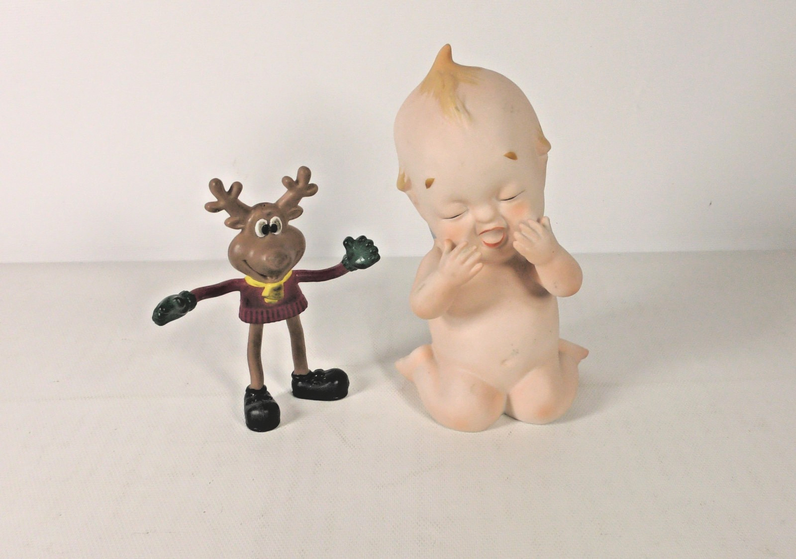 VTG Perfect Lefton Ceramic Porcelain Kewpie Doll Figurines Blue Wings KW228