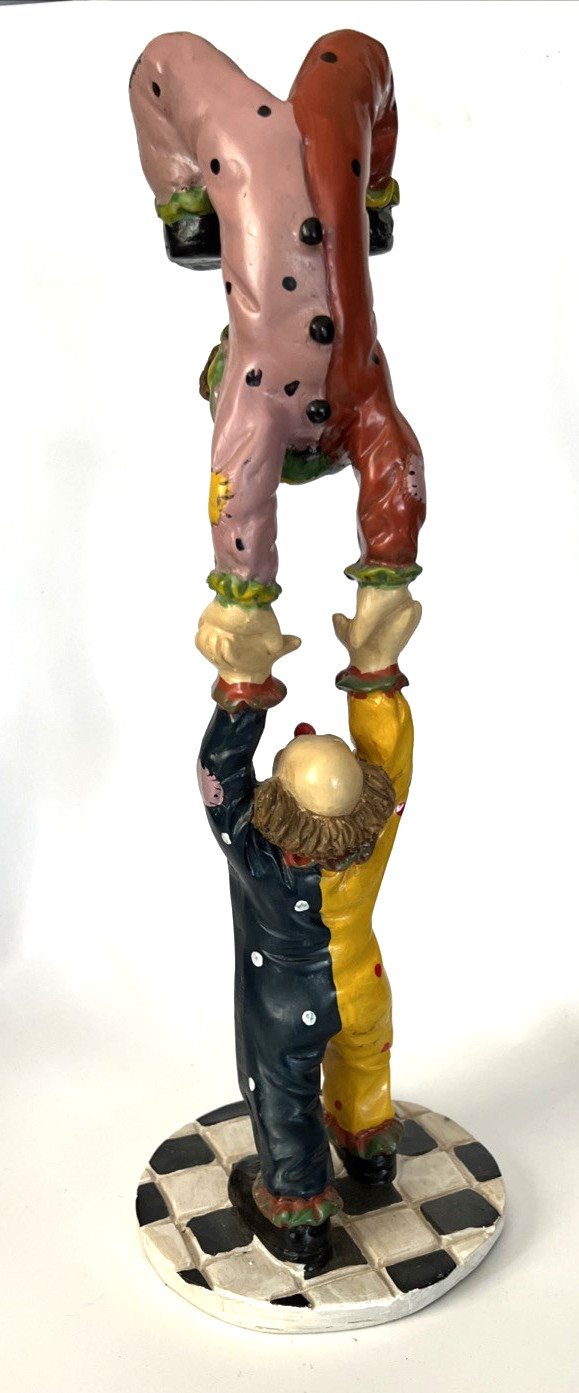 Vintage Happy Funny Clowning TST Circus Clowns Resin 15 1/2″ Tall Sculpture