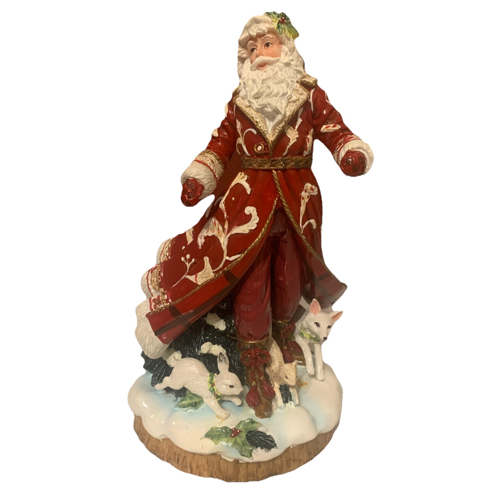 VTG Fitz and Floyd Town & Country Santa Ceramic Figurine Oh Come All Ye Faithful