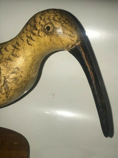 Vtg Carved Wooden Shorebird Sandpiper Bird Decoy Sculpture Hatch Ltd Placida FL