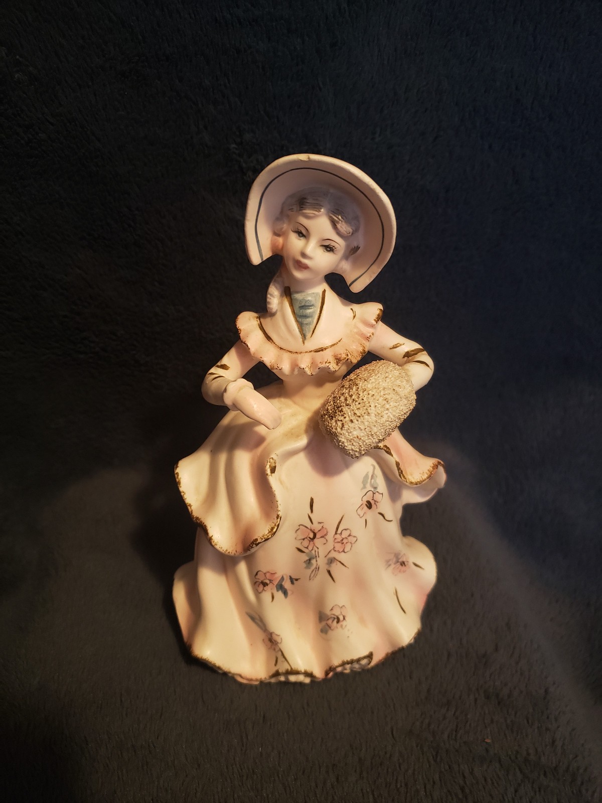 Vintage Mid 20th Century Porcelain Victorian Lady W/Muff Japan