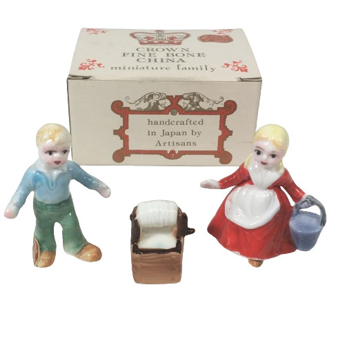 Vintage Lefton Nursery Rhyme Miniature Jack & Jill Pail Well Figurine Japan RARE