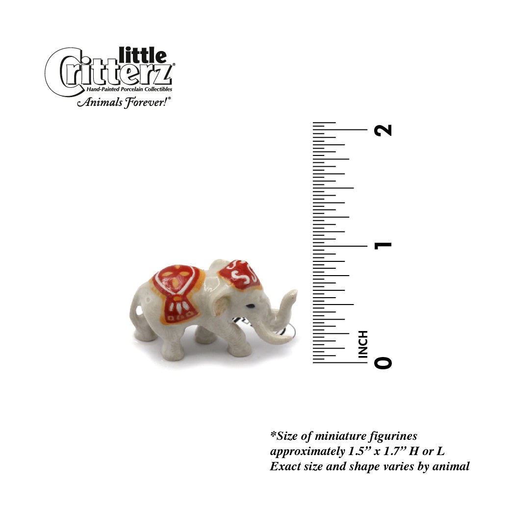Little Critterz White – Elephant”Airavata” Animal – Miniature Porcelain Figurine