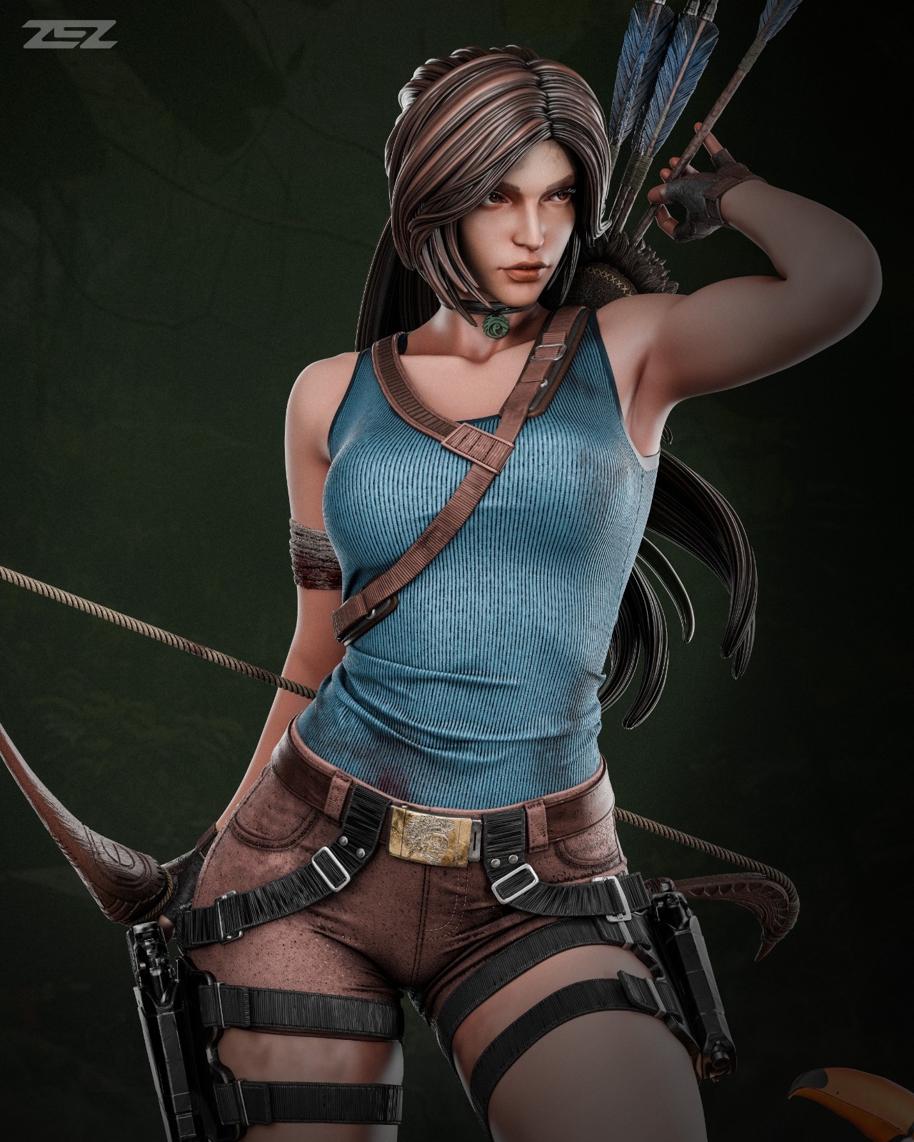 Lara Croft – Tomb Raider 1/6 or 1/8 Scale Statue 3D Print Model Kit Unpainted