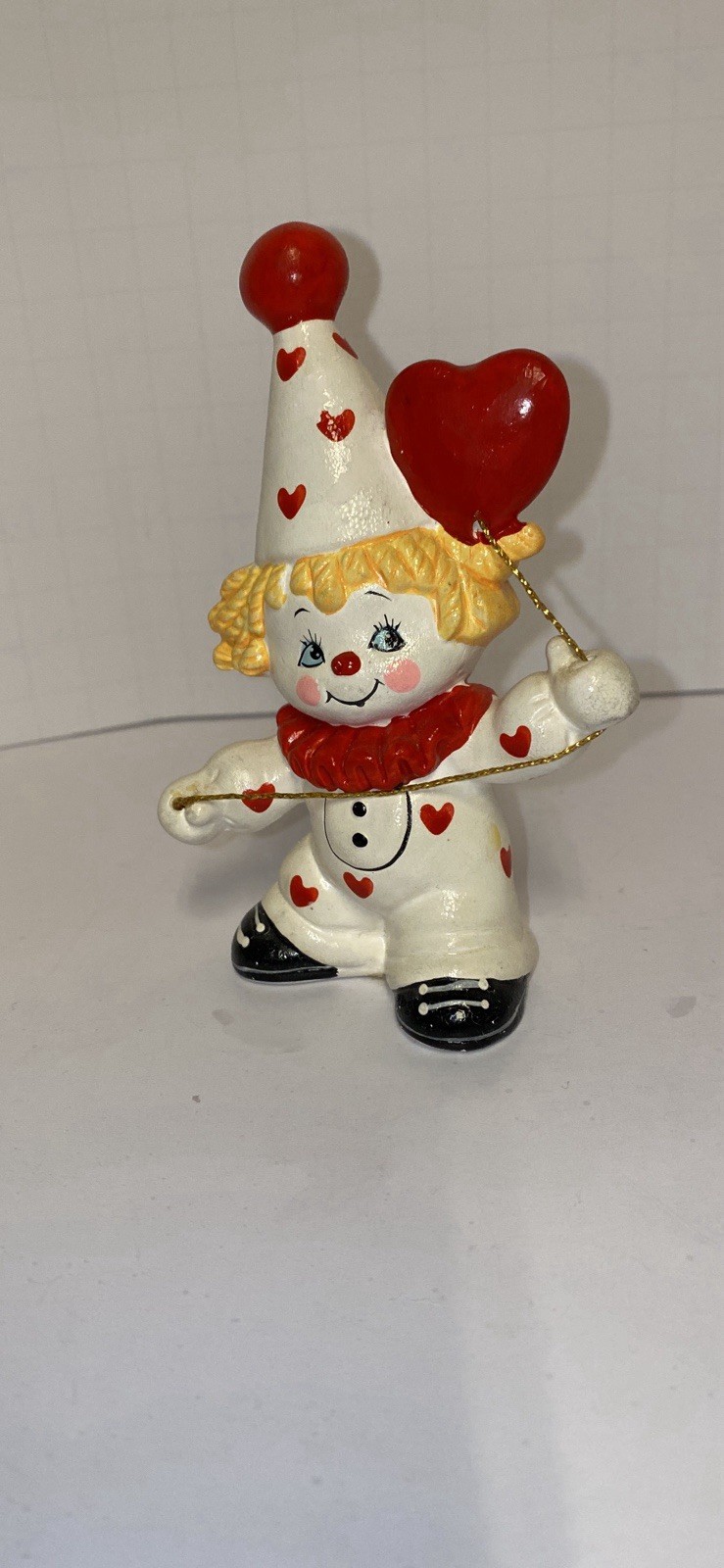 Vintage 1985 Enesco Clown With Heart Figurine Sri Lanka Bisque Porcelain