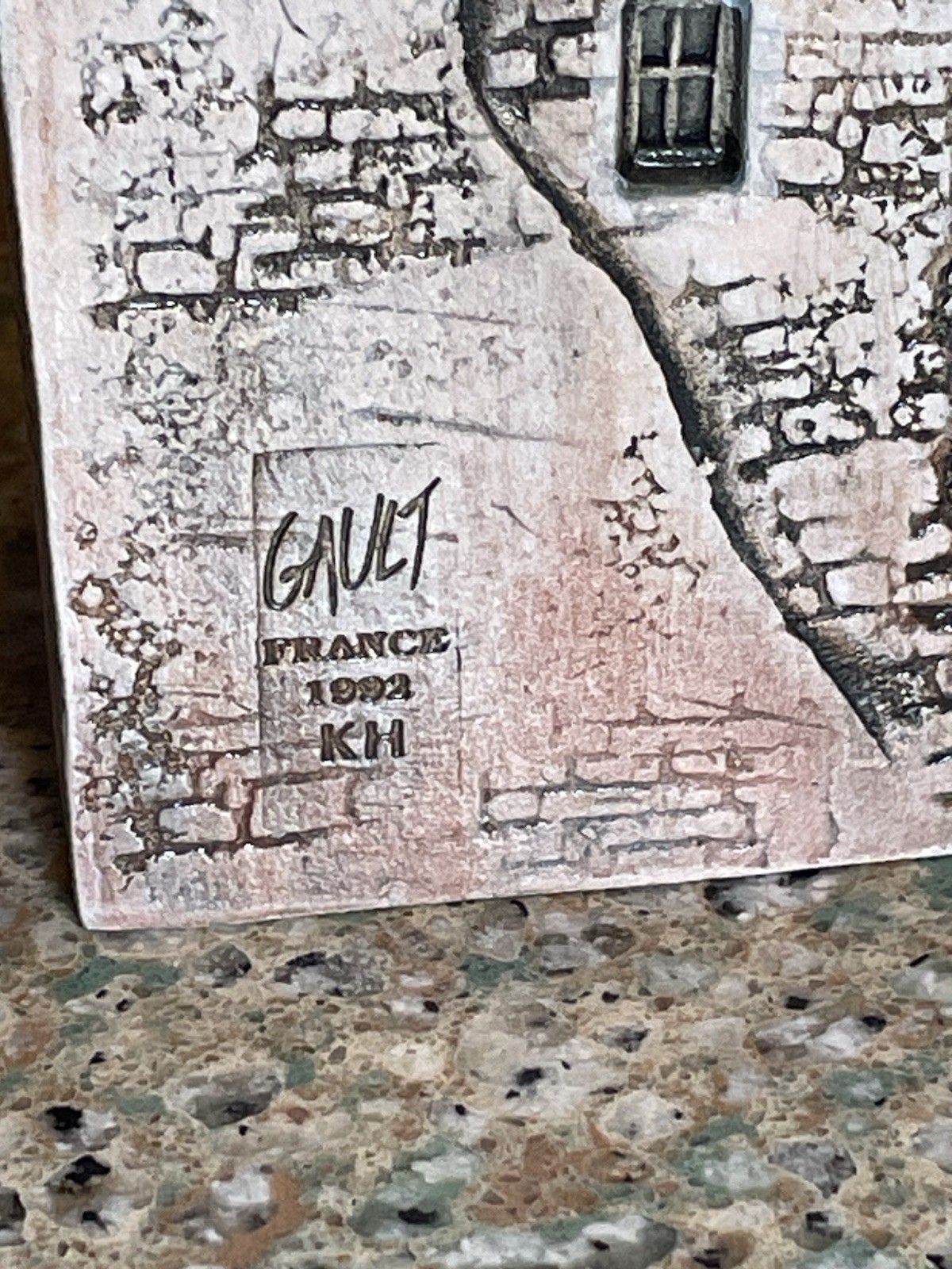 Gault France Miniature Ceramic Village Buildings Lot of 4 Signed