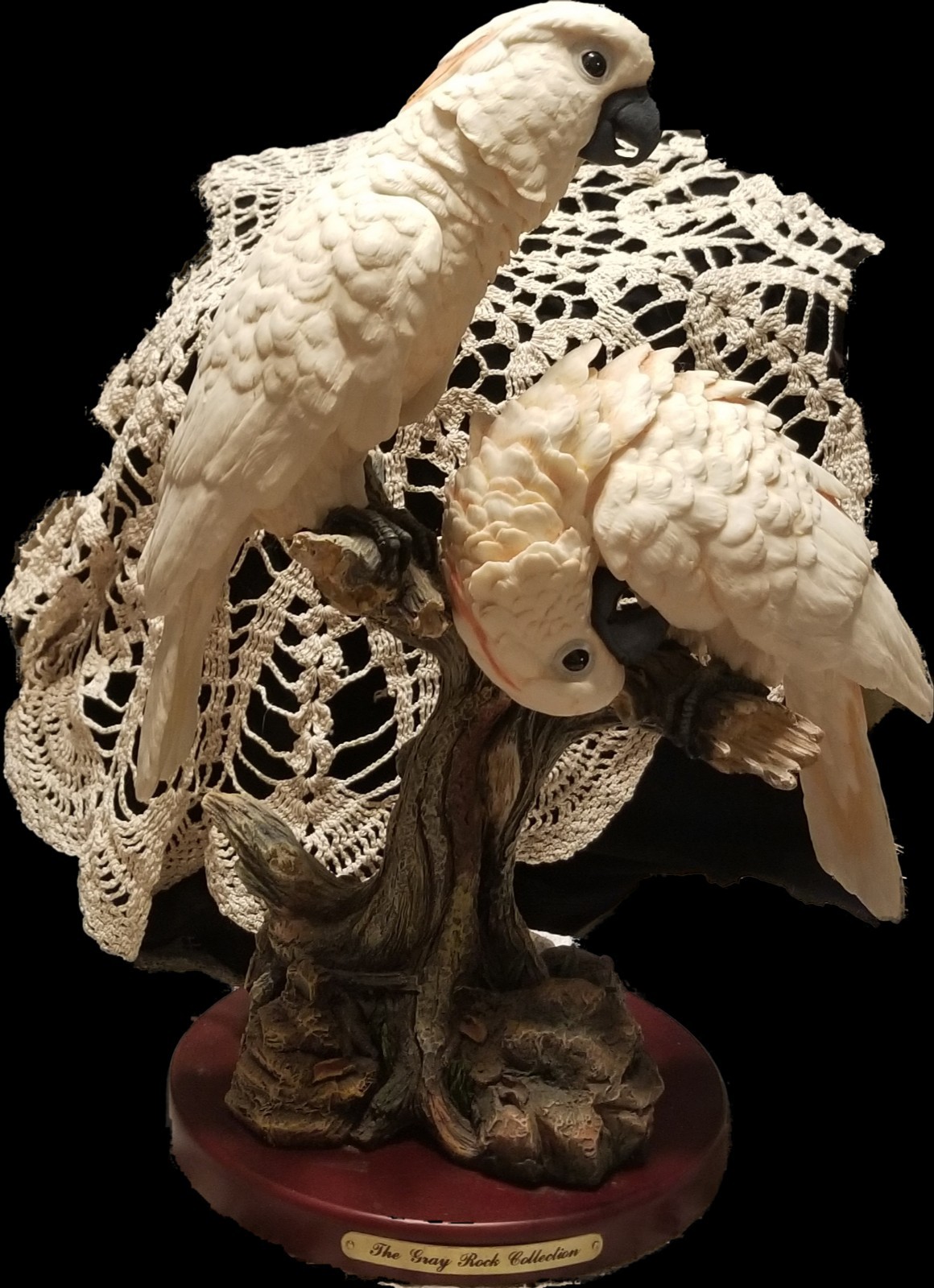Large Parrots Sculpture, The Gray Rock Collection, 14 Inches Tall