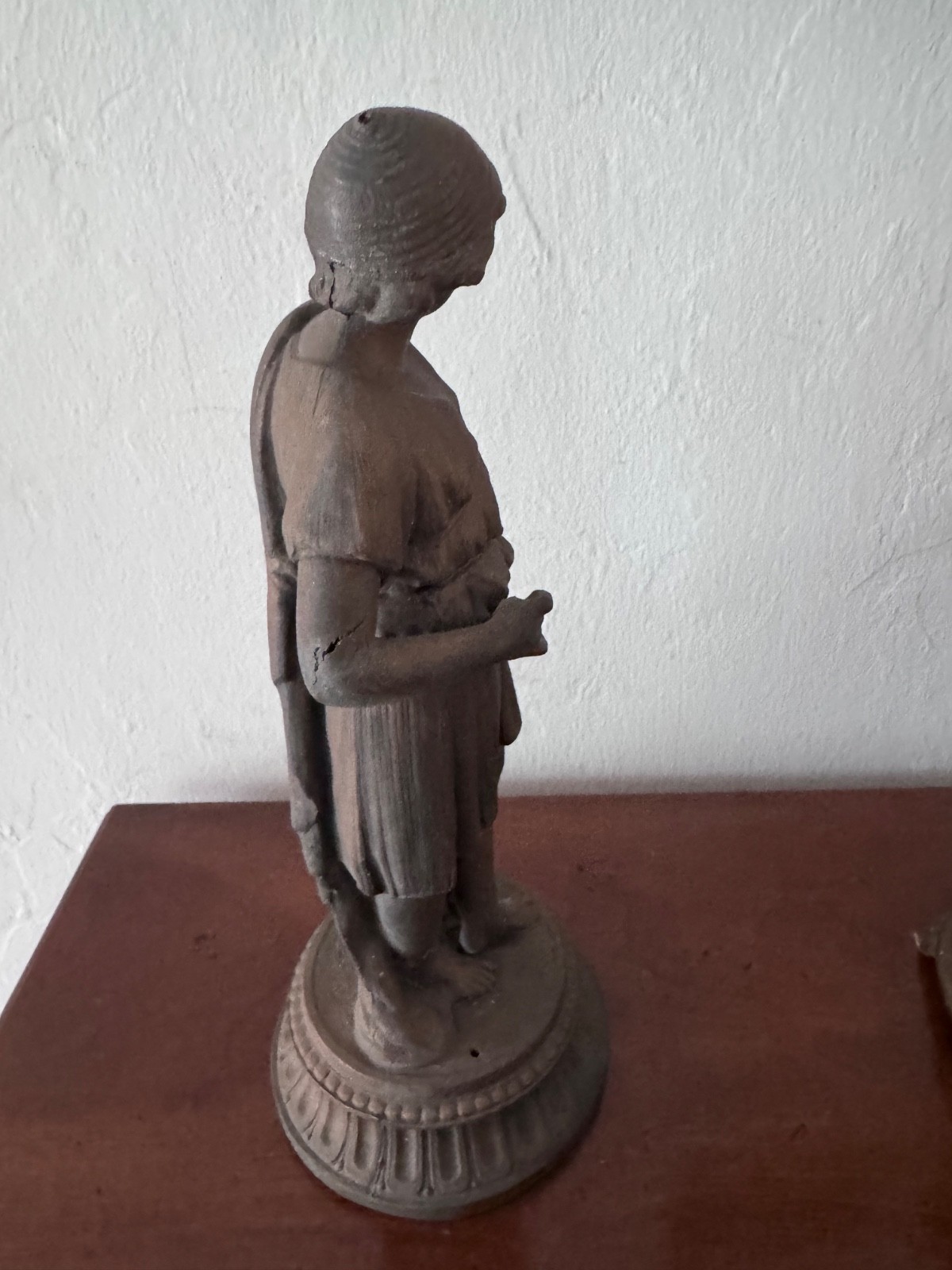 Antique Roman Male Figurine Statue Sculpture Spelter Metal 13″ Tall