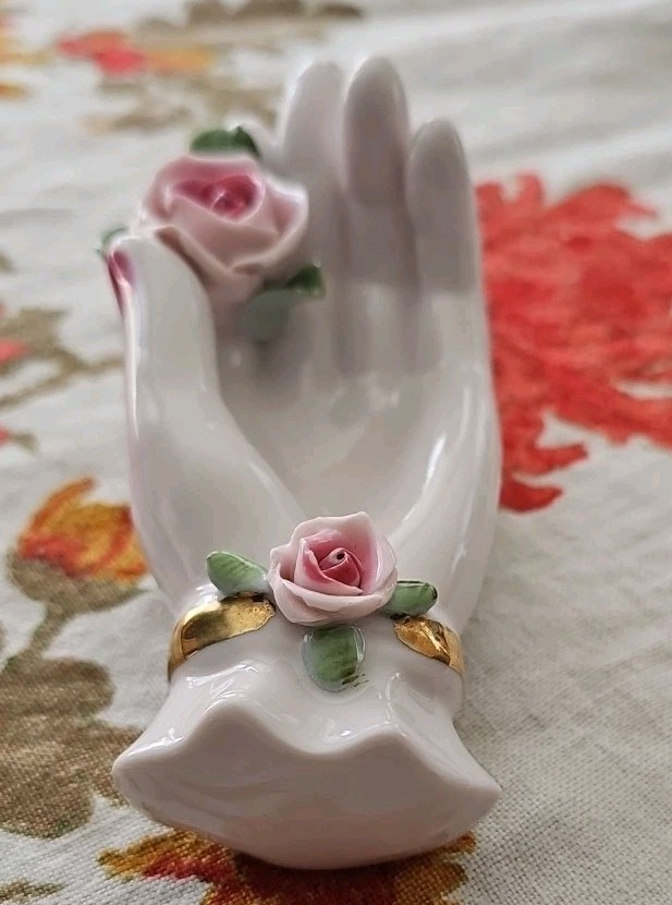 Lefton China Hand with embossed roses Lefton 1960s Vintage Porcelain