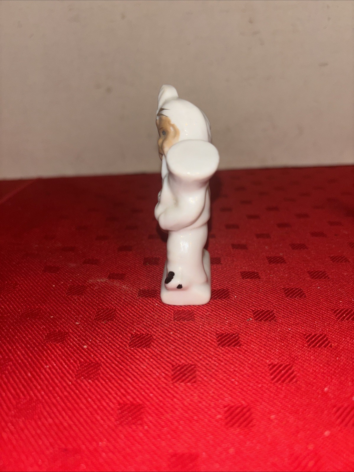 Vintage Japan Ceramic Figurines Boy Playing Instruments White w/ Gold Accents
