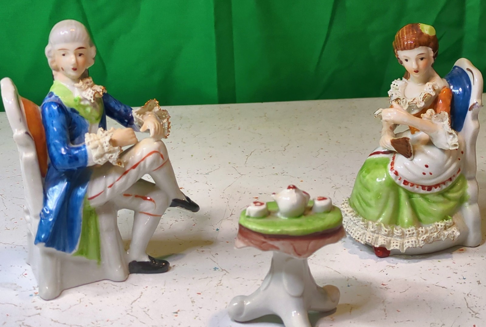 VINTAGE COLONIAL COUPLE & OTHER COLONIAL/VICTORIAN MISC ITEMS