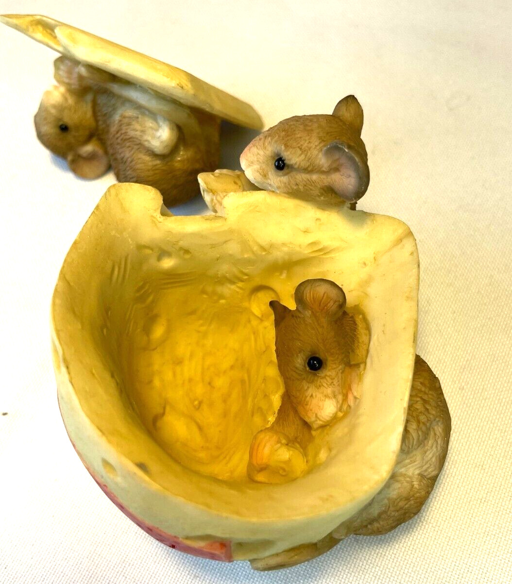 STONE CRITTERS CRITTER KEEPER MICE W GRADE A CHEESE Trinket Box