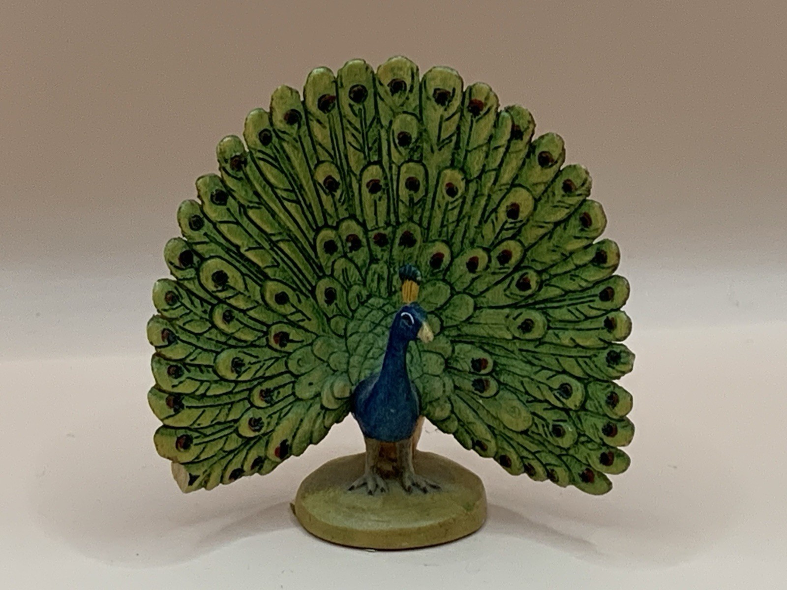 Conrad Moroder Wooden Peacock Figurine Italy Rare!