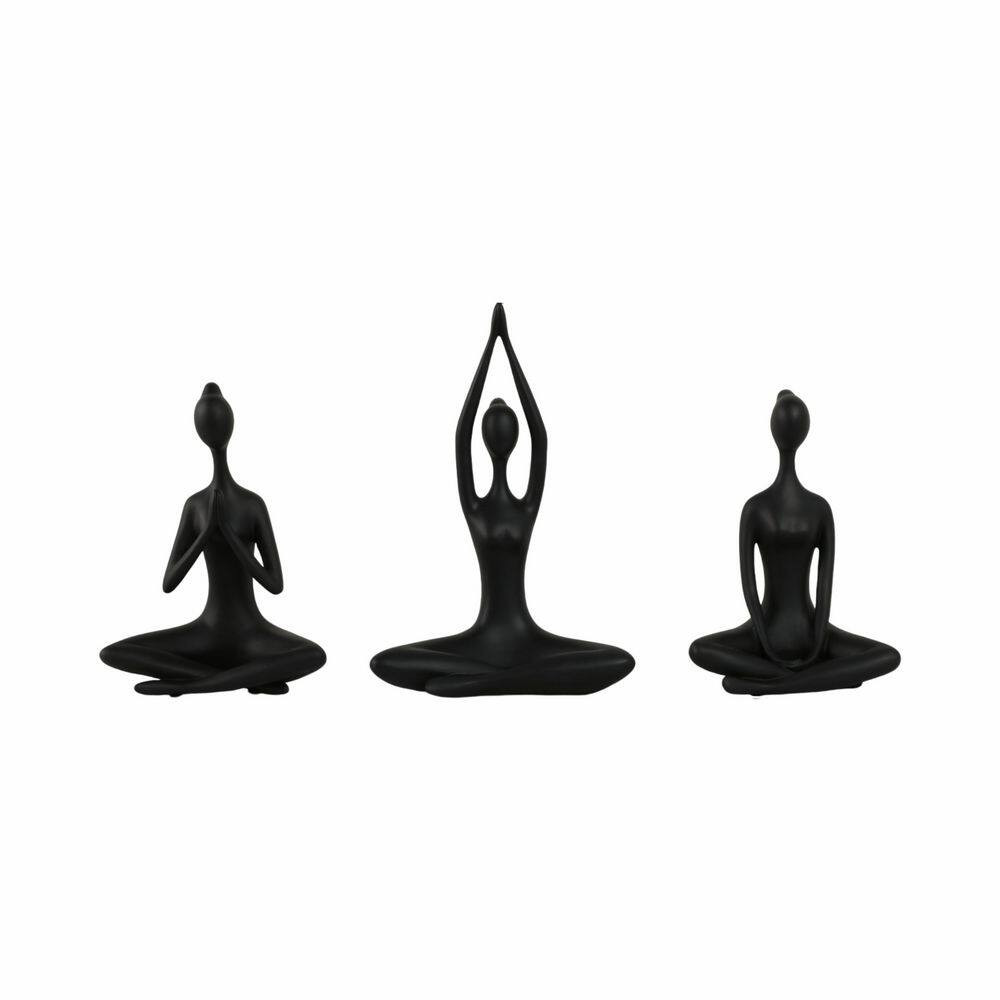 Black 8.5 In. X 10 In. Resin Yoga Ladies Figurine (Set of 3)