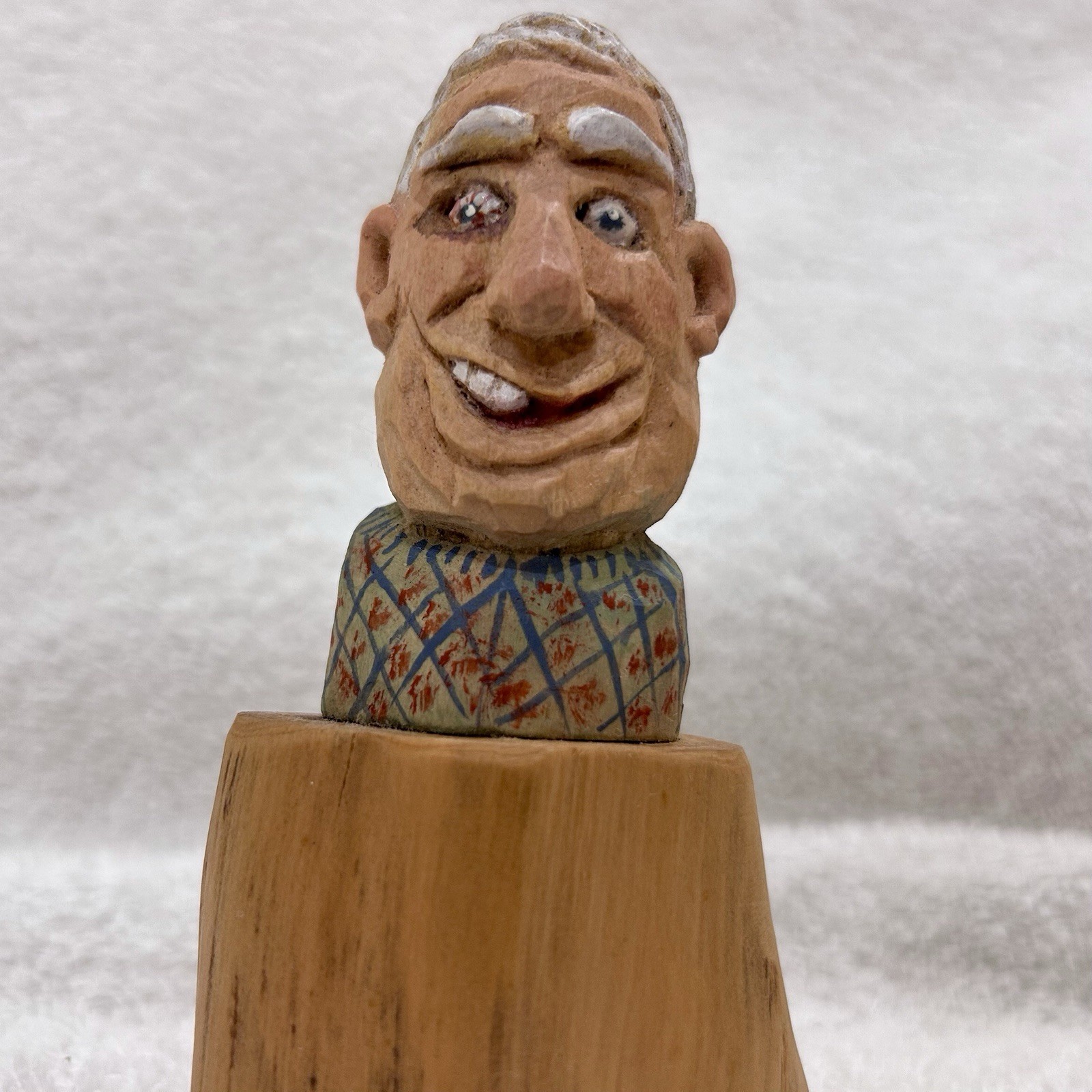 Artist Hand Carved Wood Folk Art #2 Caricature Wooden Carving Sculpture Figurine