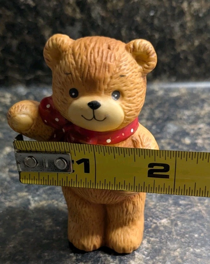 Enesco Bear Lucy And Me Collectible EUC Brown Red Scarf 3″ Vintage 1980