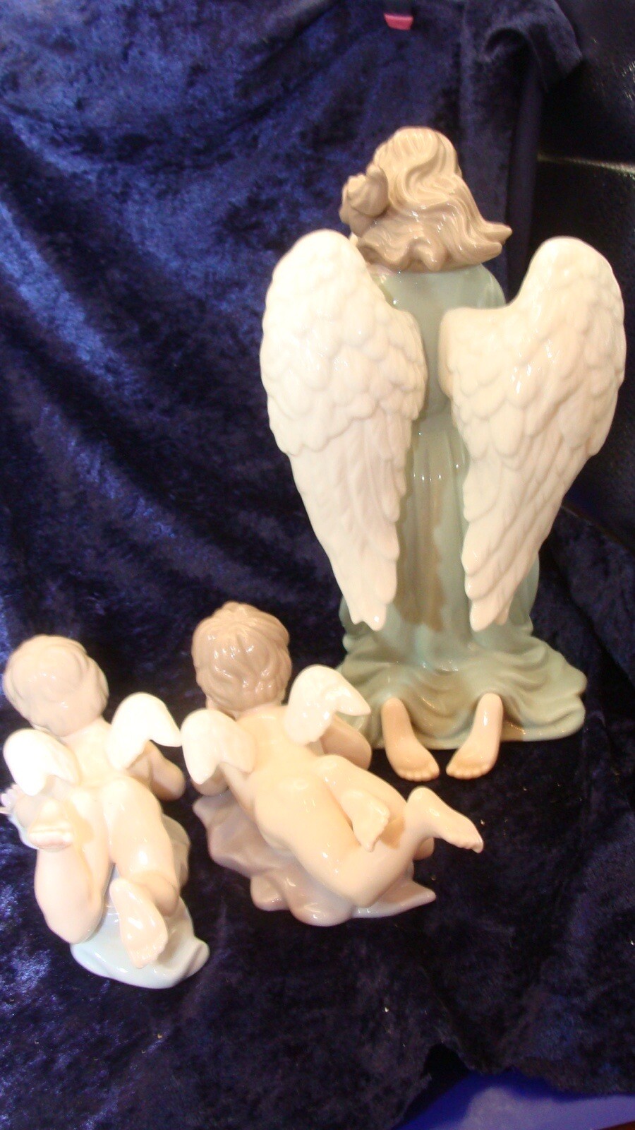 BEAUTIFUL ANGEL 8.50”x 4.75” & TWO CHERUBS 4.75”x2.75”~ HANDPAINTED~ VGC ~