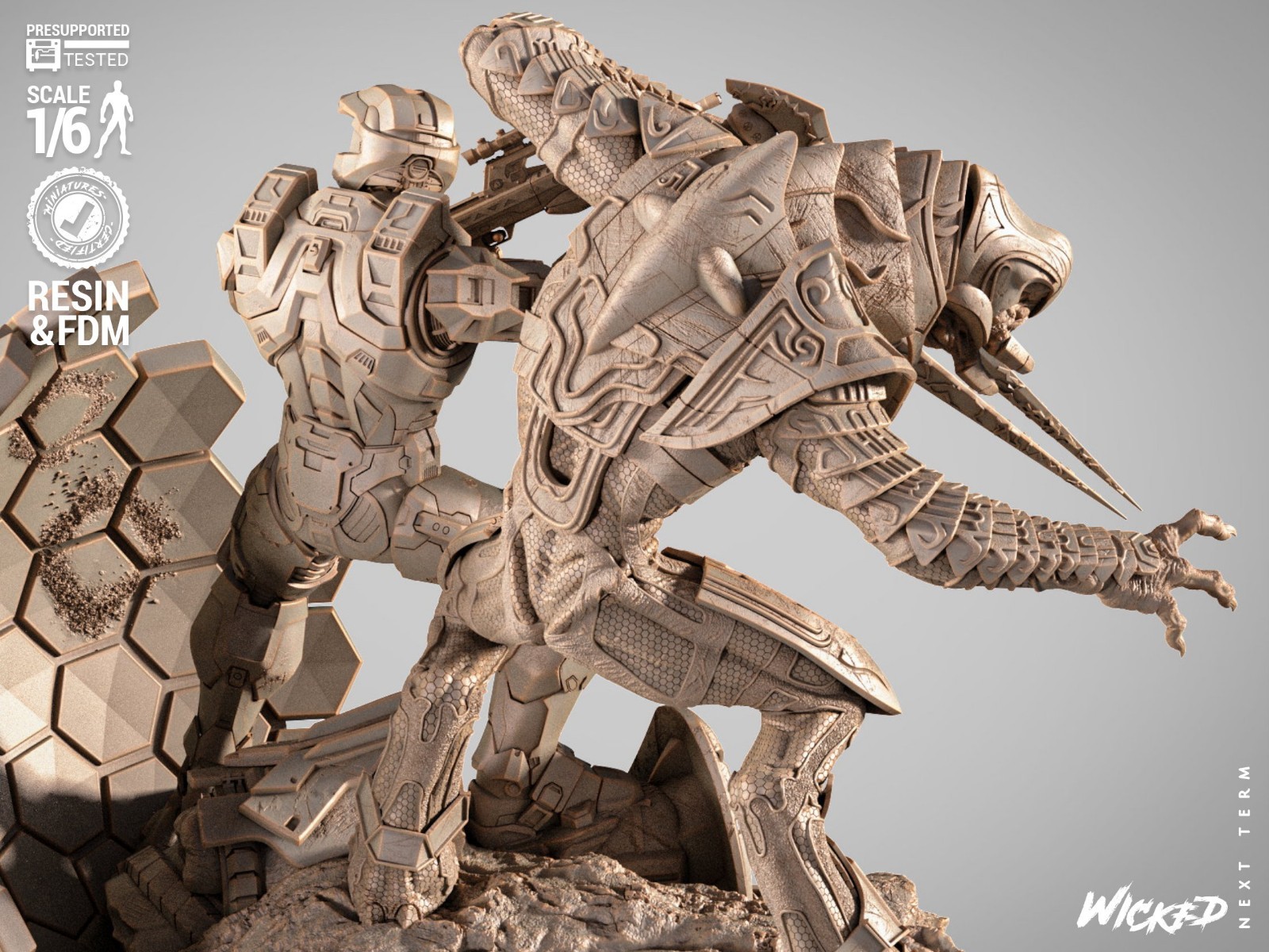 Halo Diorama – 1/6 Scale Figure Statue 3D Print Model Kit Unpainted