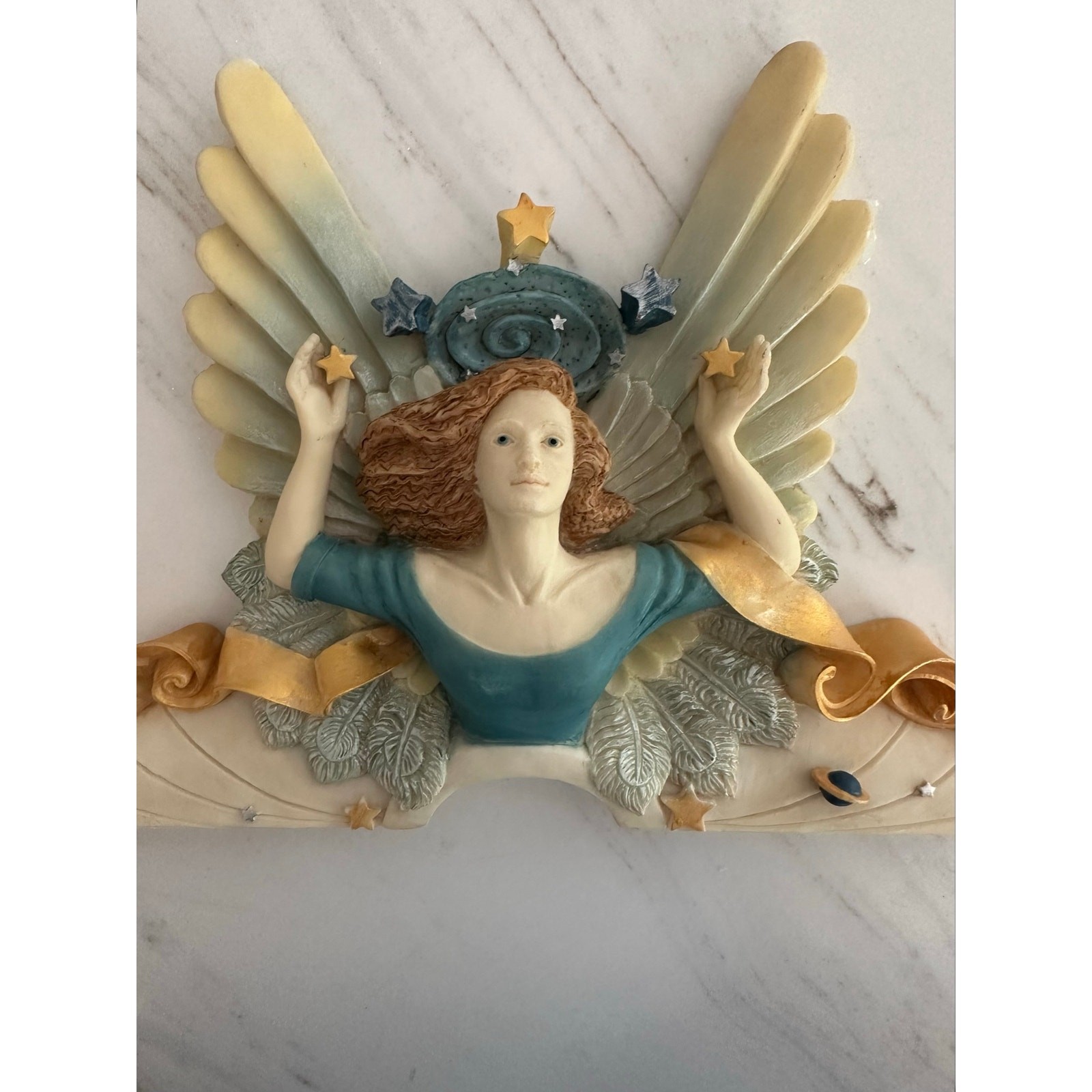 VTG 1998 Penni Jo UDC Angel Wall Plaque 11″ Wall Art Stars Wings Fantasy Decor