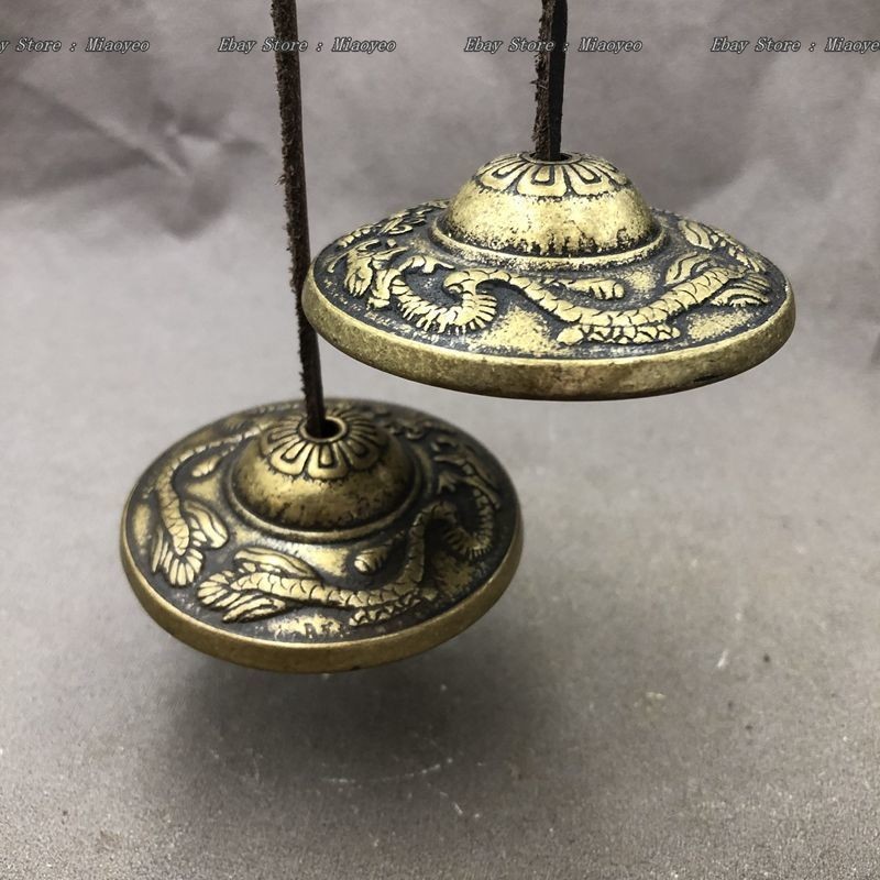 Tibetan Buddhist Prayer Bell 2.36″ Double Dragon Dorje Meditation Instrument
