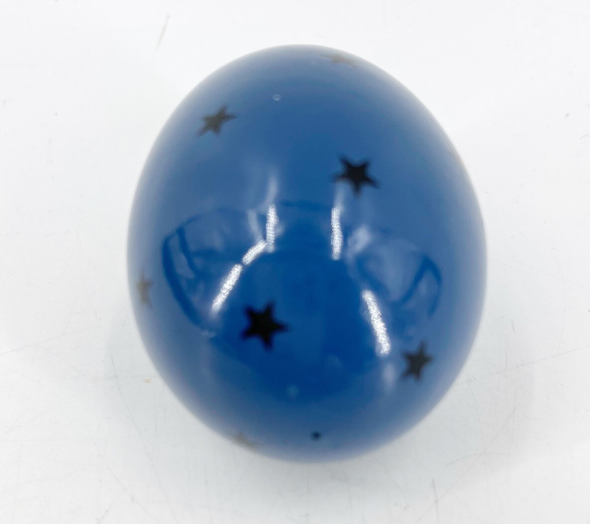 Vintage Painted Genuine Egg Shell Royal Blue Black Stars Easter Eggshell