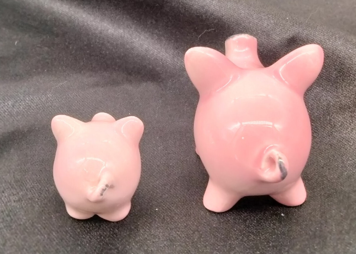 Vintage Goebel Pink Pigs Figurines W. Germany Set of 2 Good Luck Pigs 1-1.75 IN