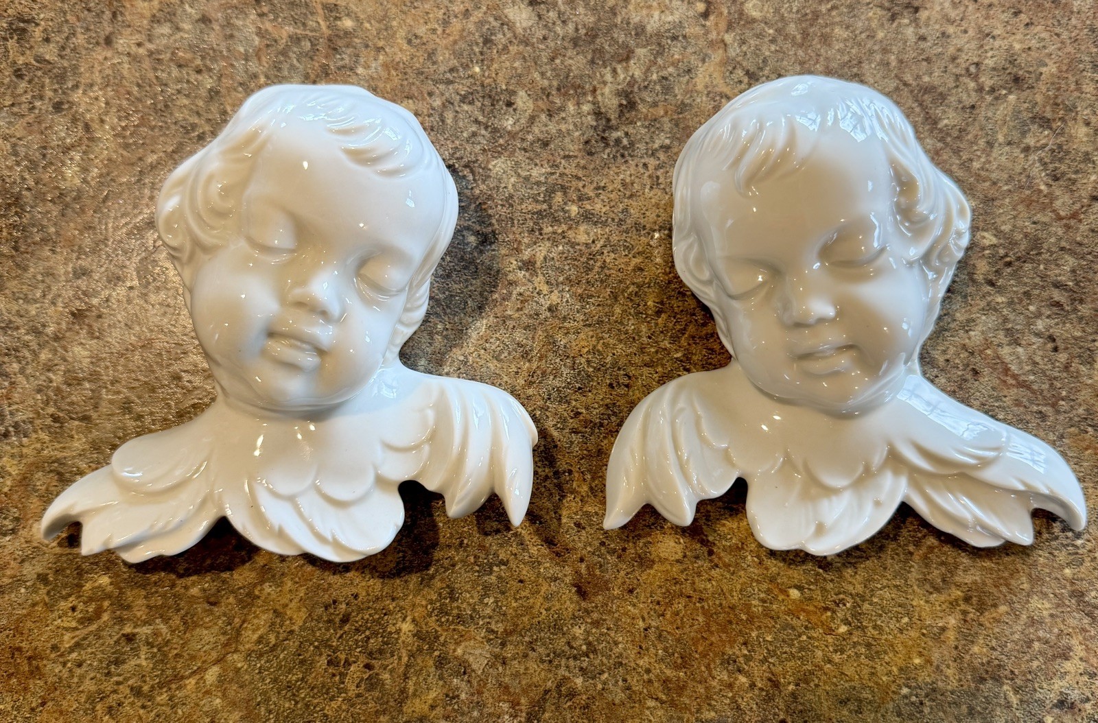Dresden Cherub/Angel Putti Heads Set of 2 Vintage 1950s